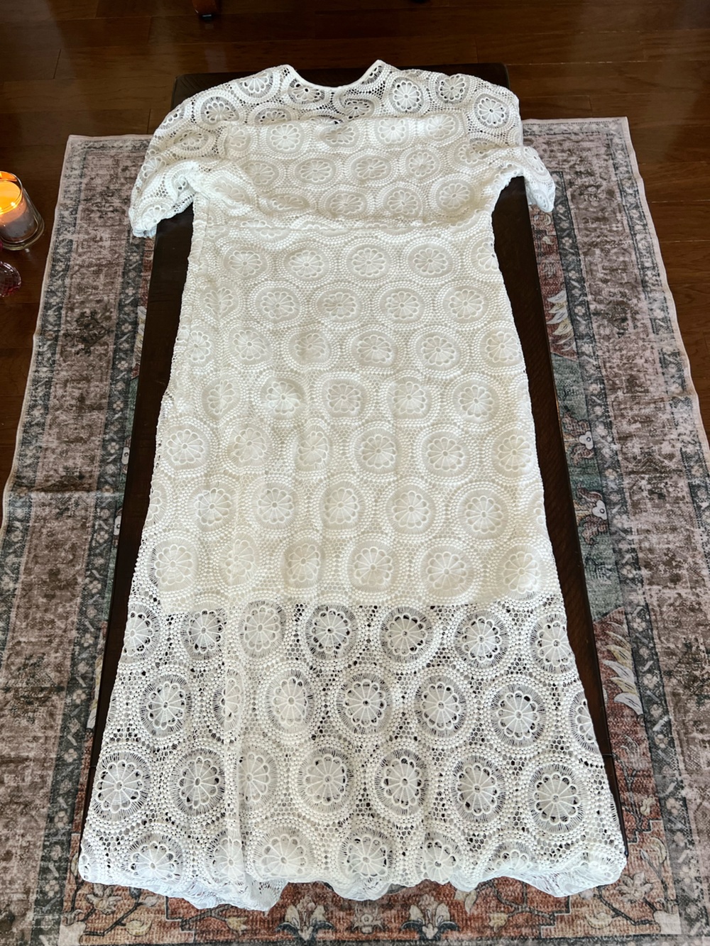 XPlusWear Eyelet Lace Midi Dress in White - Picture 11 of 11